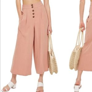 Topshop Horn Button Crop Wide Leg Trousers